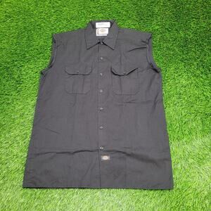 DICKIES Utility Cutoff Button Shirt Large 24x32 Baggy Black